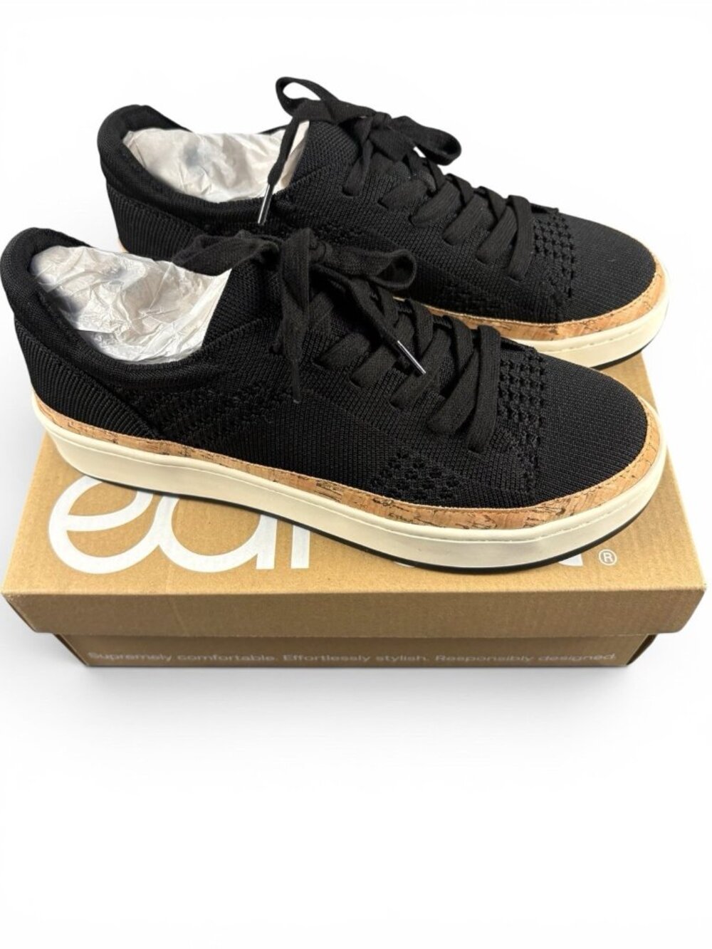 Earth ETKNIGHT Women’s Size 8M Black Knit Sneakers New With Box